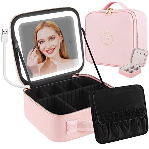 Portable Makeup Case with LED Light Mirror