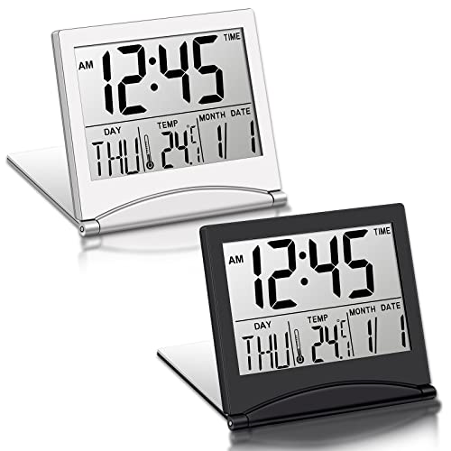 Digital Travel Alarm Clock with Calendar Temperature Snooze Mode
