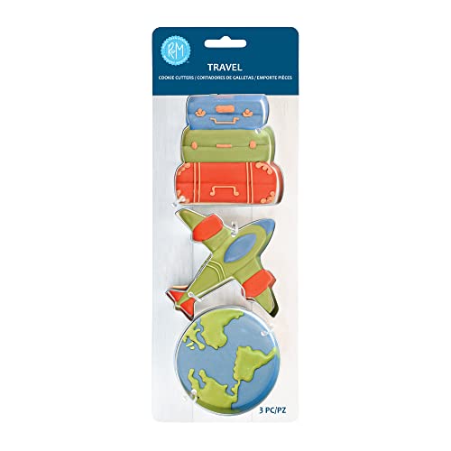 Travel Suitcase, Airplane and Globe Cookie Cutters 3-Piece Set