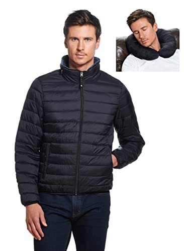 Packable Travel Neck Pillow Puffer Jacket for Men