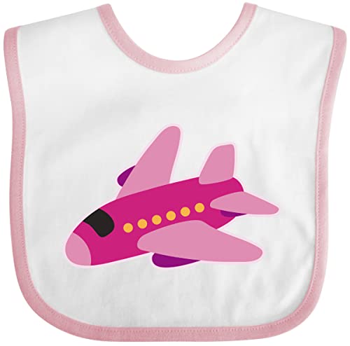 Cute Pink Airplane Pilot Baby Bib for Girls