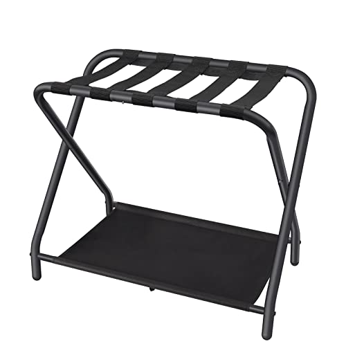 Steel Folding Suitcase Stand with Storage Shelf