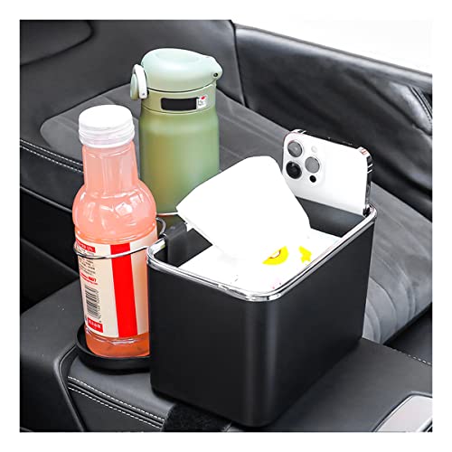 Car Armrest Storage Box Organizer with Foldable Cup Holder