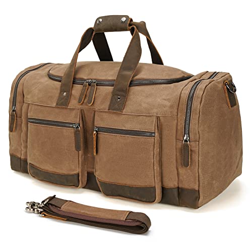 Polare 23” Waxed Canvas Cowhide Leather Duffel Bag