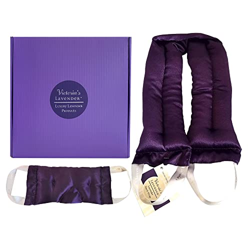 Luxury Microwavable Aromatherapy Lavender Neck Wrap and Eye Mask Pillow Set