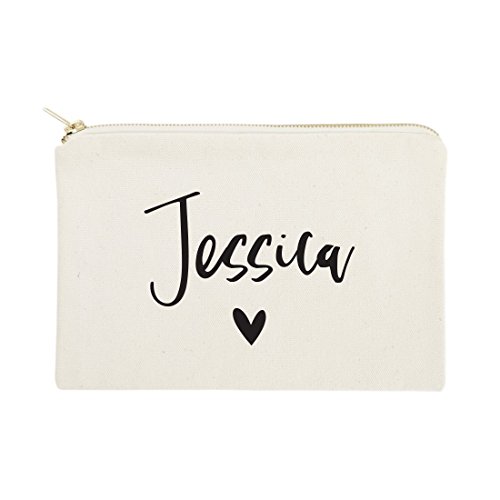 Personalized Name Heart Cosmetic Bag and Travel Makeup Pouch
