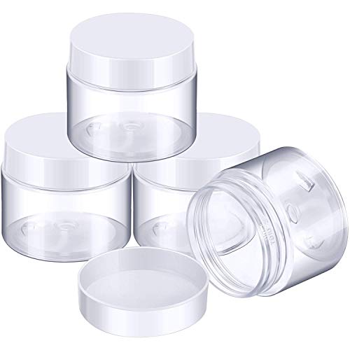 Beauticom 60 Grams/60 ml (2 oz) Round Clear Leak Proof Plastic Container Jars with Blue Lids for Travel Storage Makeup Cosmetic Lotion Scrubs Creams