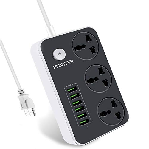 Compact Power Strip with USB Ports - Black