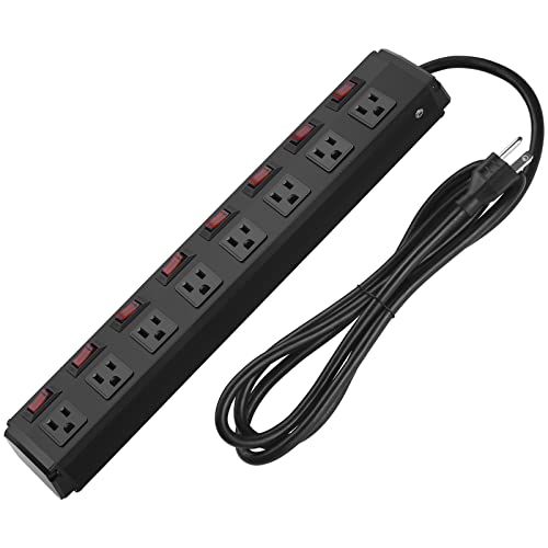 Metal Power Strip Individual Switches 8 Outlets, Heavy Duty Power Strip Surge Protector