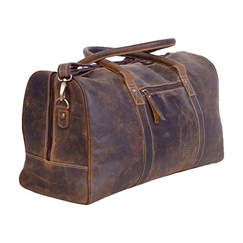 KomalC Leather Travel Duffle Bag