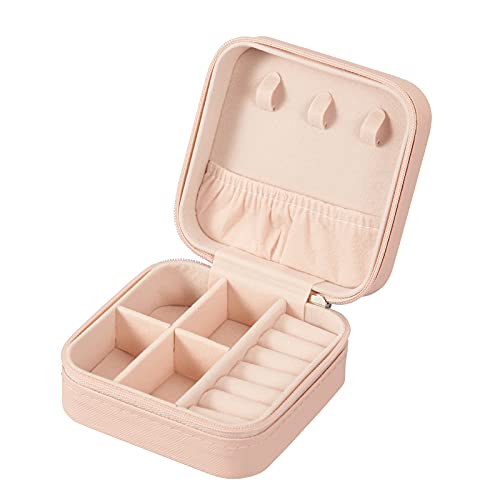 LETURE Small Jewelry Box - Travel Portable Organizer (Pink)