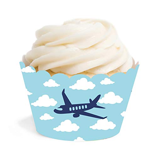 Andaz Press Blue Airplane Cupcake Wrappers, 24-Pack