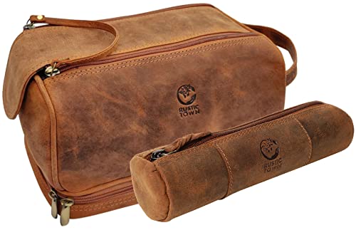 Leather Pencil Case & Toiletry Bag Combo