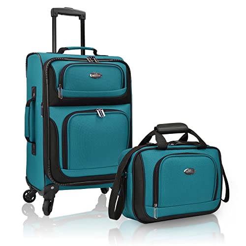 U.S. Traveler Expandable Carry-on Luggage Set, Teal, 4 Wheel