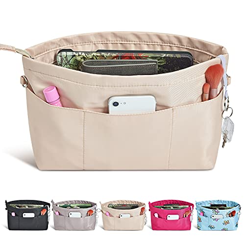 OAikor Purse Organizer Insert for Handbags Felt with Zipper Perfect for OnTheGo mm 35 Bag(L-Red-With Cover)