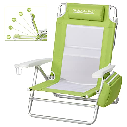 Reclining Beach Chair Backpack with Cooler Bag