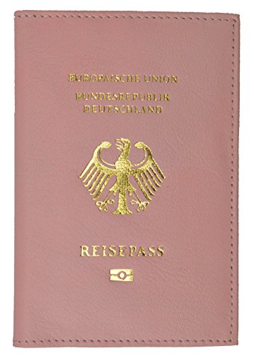 Leather Passport Wallet with German Emblem (Pink)