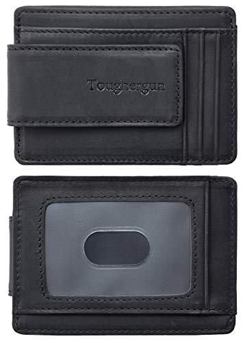 Genuine Leather Magnetic Front Pocket Money Clip Wallet