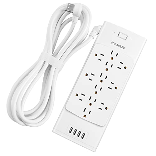 Power Strip with 12 Outlets, USB Ports, and Surge Protection