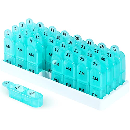 30 Day Pill Organizer AM PM with 32 Compartments