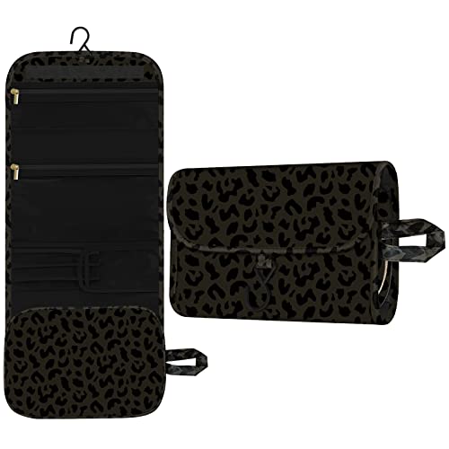 Deokke Toiletry Bag - Black Leopard Cheetah Pattern