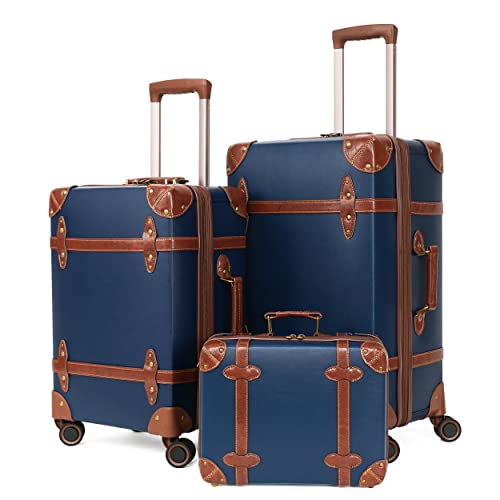 NZBZ Vintage Luggage Sets for Travel with TSA Lock