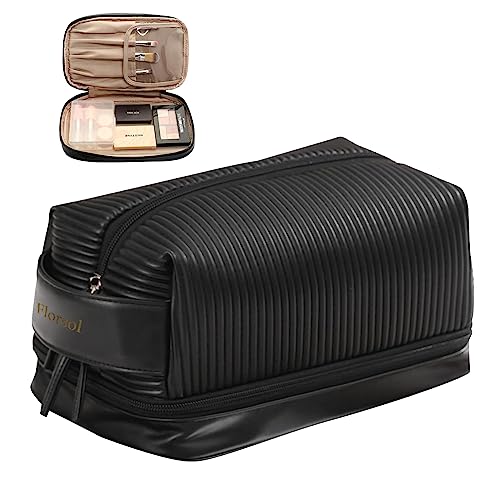 Double Layer Makeup Bag with Brush Organizer