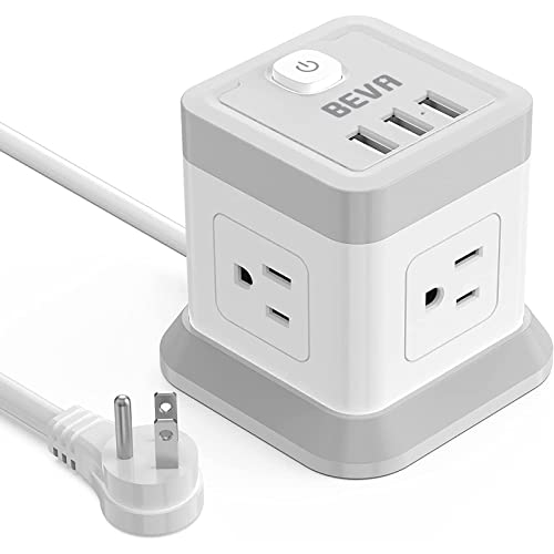 BEVA Cube Power Strip with 4 Outlets 3 USB Ports