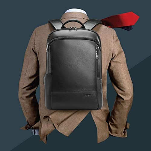 Slim Genuine Leather Laptop Backpack for Business Travel