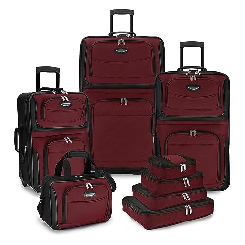 Amsterdam Expandable Luggage Set - 8-Piece Burgundy