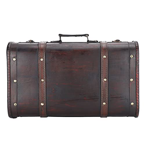 Vintage Wooden Suitcase with Buckle Lock