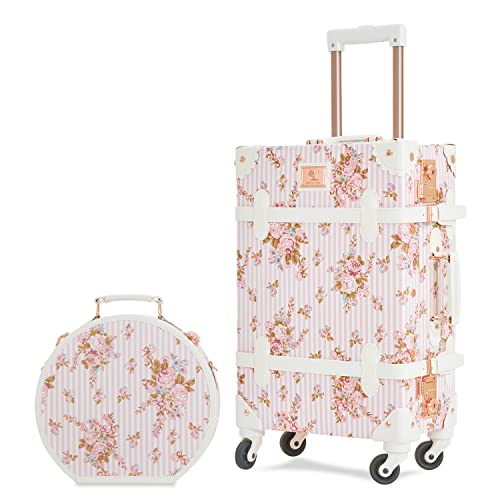 Cute Vintage Luggage Set with Hat Box and Cosmetic Case