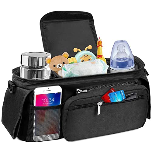 Universal Stroller Organizer with Cup Holders & Multiple Pockets