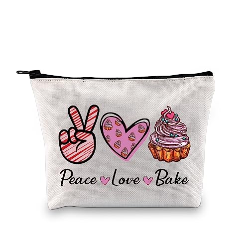 Funny Baker Themed Gifts Peace Love Bake Cosmetic Bag