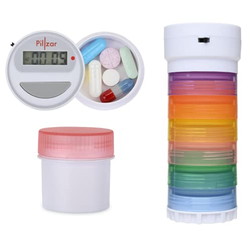 Pillzar Portable Pill Organizer and TimerCap