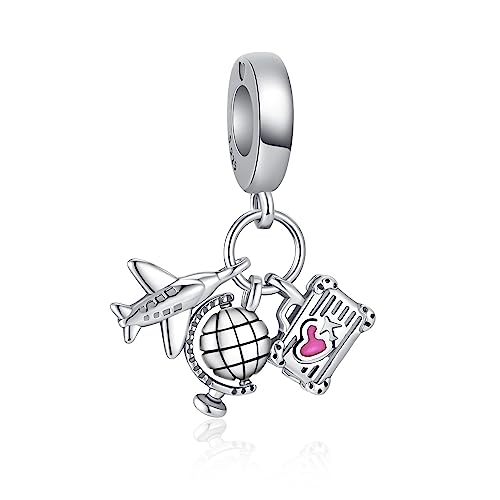 Airplane Globe Suitcase Dangle Charm