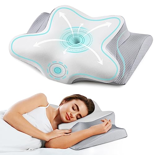 Osteo Cervical Pillow for Neck Pain Relief, Hollow Design Odorless Memory  Foam Pillows with Cooling Case, Adjustable Orthopedic Bed Pillow for  Sleeping, Contour Support for Side Back Stomach Sleepers  Queen(25.5*16.5*5.2/4.