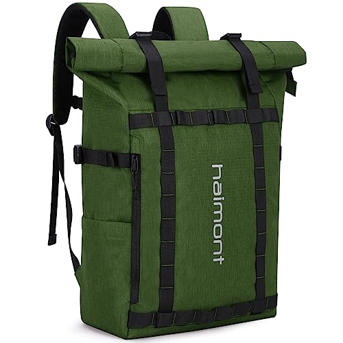 Haimont Rolltop Backpack - Water-Resistant Commuter Carry on with Multiple Pockets