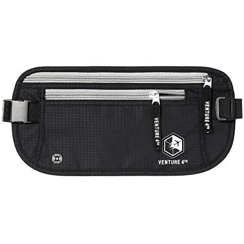 Slim RFID Blocking Money Belt for Travel - Black