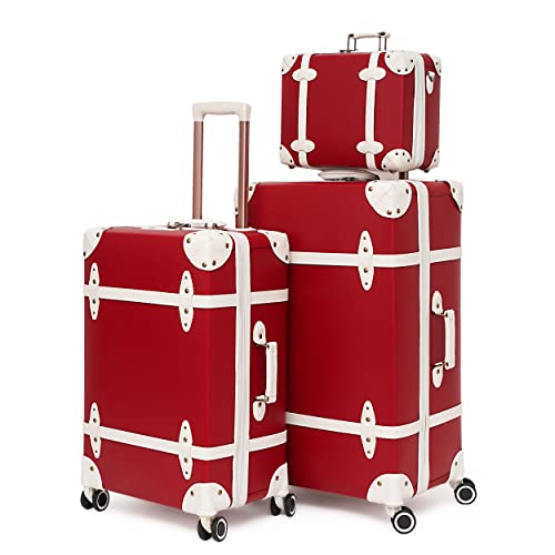 NZBZ Vintage Luggage Set with Spinner Wheels TSA Lock 3 Pieces