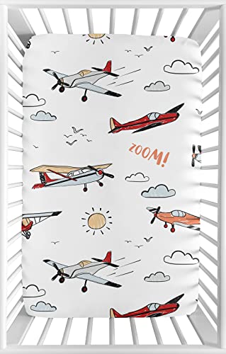 Vintage Airplane Boy Fitted Mini Crib Sheet