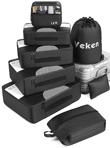 8 Set Packing Cubes for Suitcases: Veken Suitcase Organizer Bags Set