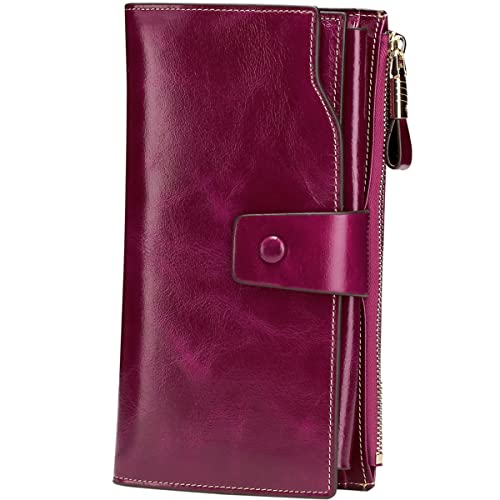 Itslife Womens Wallet RFID Blocking Genuine Leather Clutch Wallet