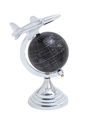 Deco 79 Aluminum Airplane World Map Globe