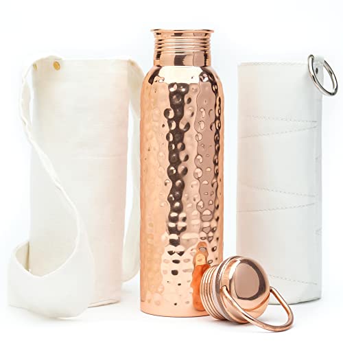 Kitchen Science Pure Copper Water Bottle - Hammered Design