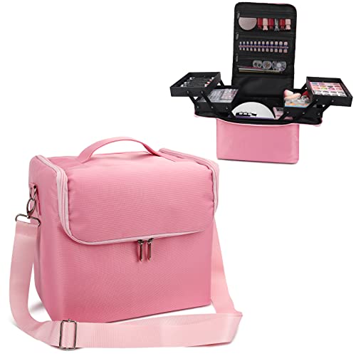 Large Pink Makeup Nail Polish Organizer Bag