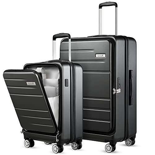 LUGGEX Black Luggage Sets 2 Pieces