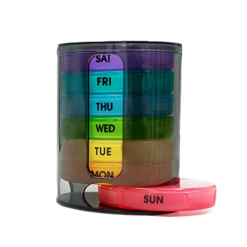 Multi-Color 7-Section Stackable Pill Organizer