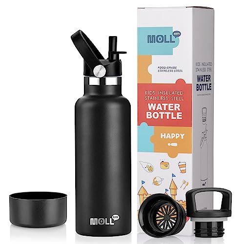 Mollcity 16 oz Kids Water Bottle with Straw