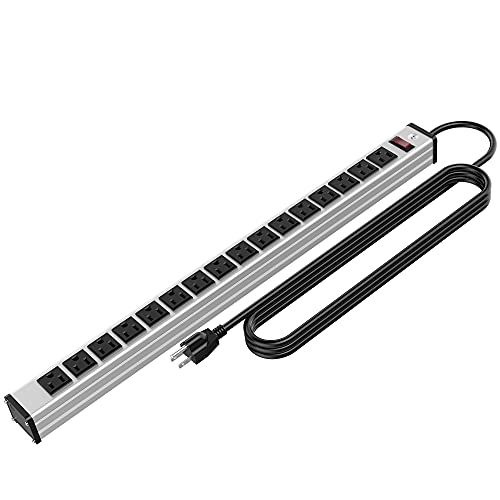 16 Outlets Heavy Duty Power Strip with 15-Foot Cord